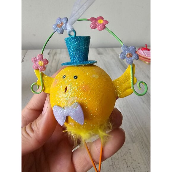 Glitter chick metal jointed ornament as is flower bird feathers - Picture 6 of 9